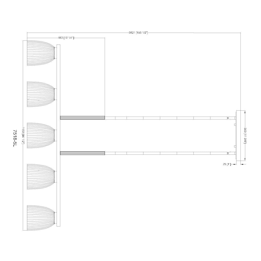 Z-Lite Naya 5 Light Linear Chandelier in Modern Gold color, Steel frame