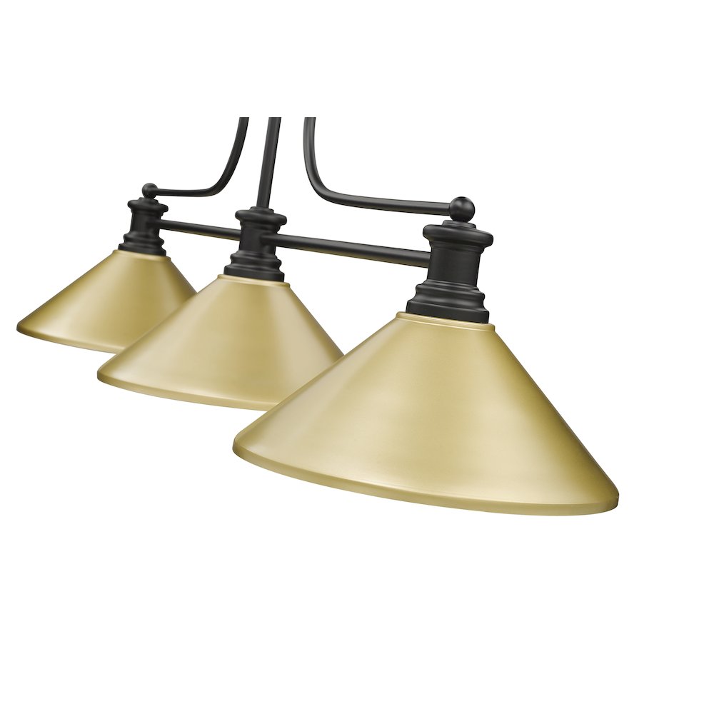Z-Lite Melange 3 Light Billiard, Steel Frame, Satin Gold Shade Color