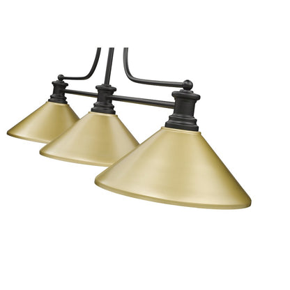 Z-Lite Melange 3 Light Billiard, Steel Frame, Satin Gold Shade Color
