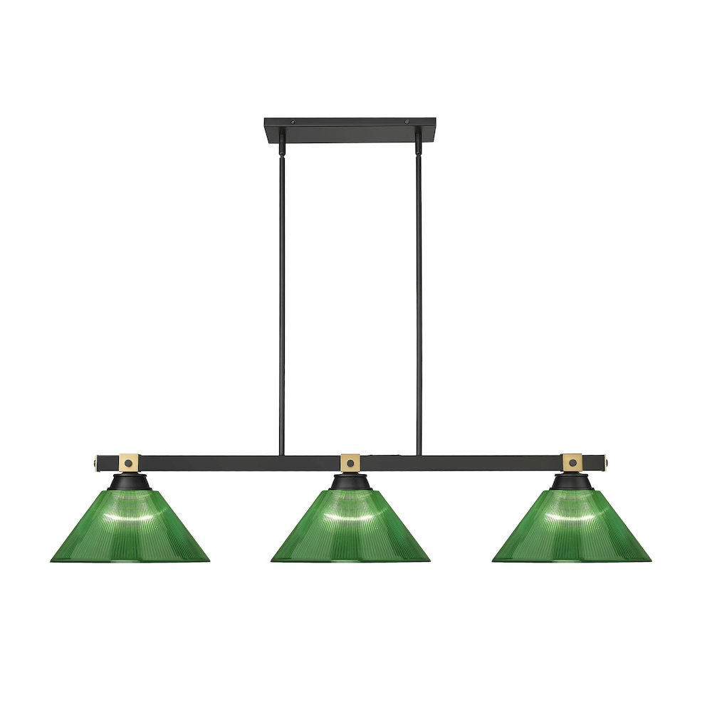Z-Lite Bronte 3 Light Billiard, Steel Frame, Green Shade Color