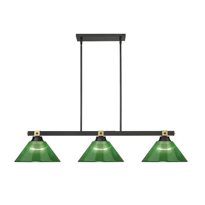 Z-Lite Bronte 3 Light Billiard, Steel Frame, Green Shade Color