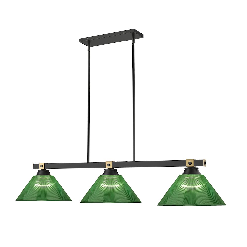 Z-Lite Bronte 3 Light Billiard, Steel Frame, Green Shade Color