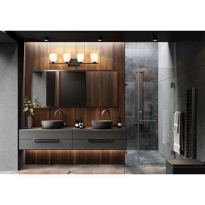 Z-Lite Naya 4 Light Vanity in Matte Black color, Steel frame