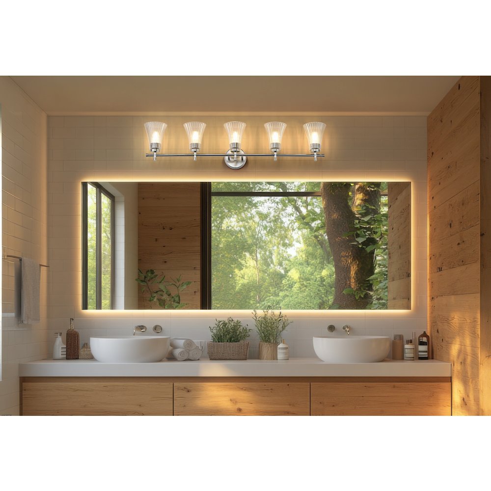 Z-Lite Belle 5 Light Vanity in Brushed Nickel color, Steel frame