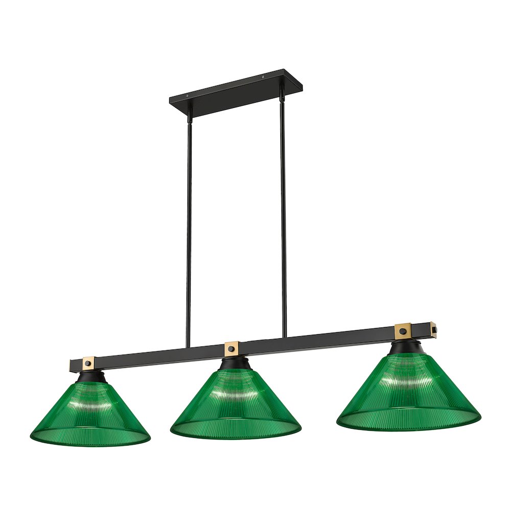 Z-Lite Bronte 3 Light Billiard, Steel Frame, Green Shade Color