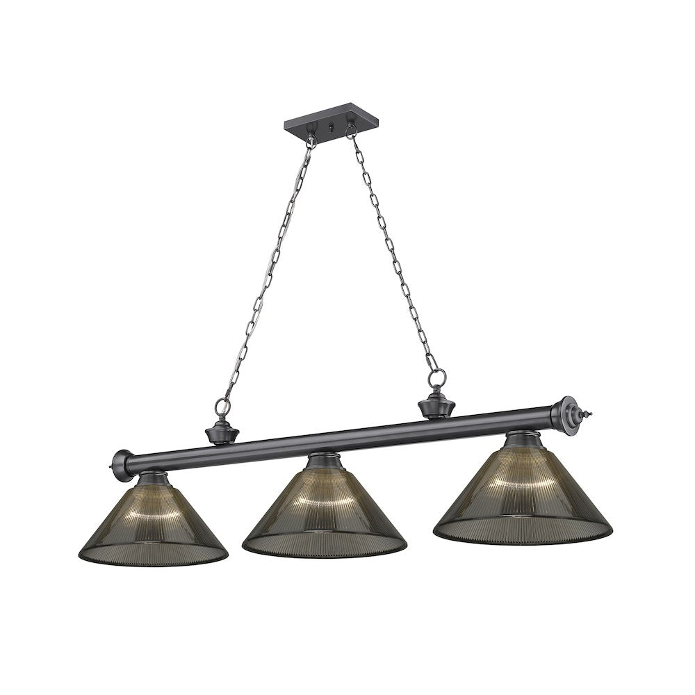 Z-Lite Cordon 3 Light Billiard, Steel Frame, Smoke Shade Color