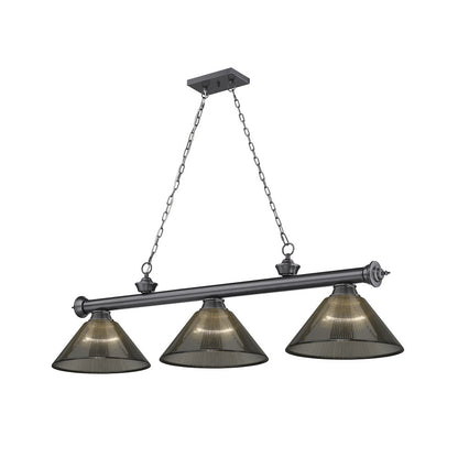 Z-Lite Cordon 3 Light Billiard, Steel Frame, Smoke Shade Color