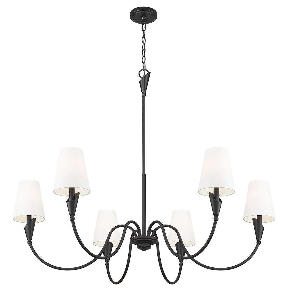 Z-Lite Claudelle 6 Light Chandelier in Matte Black color, Steel frame
