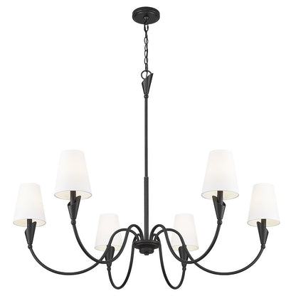 Z-Lite Claudelle 6 Light Chandelier in Matte Black color, Steel frame