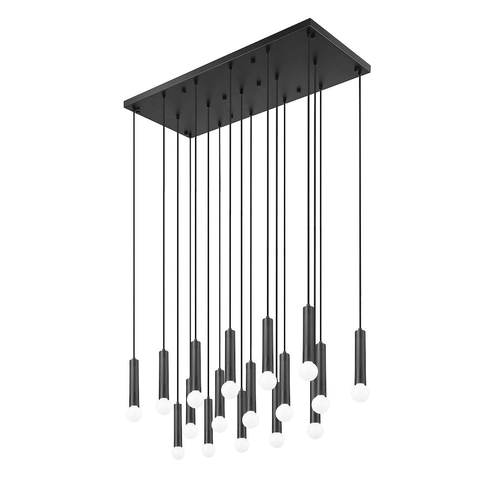 Z-Lite Stari 17 Light Linear Chandelier in Matte Black color, Steel frame