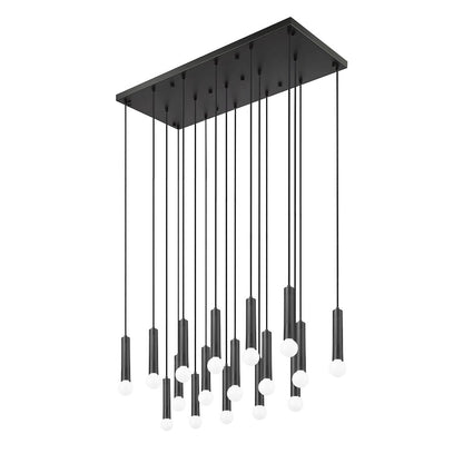 Z-Lite Stari 17 Light Linear Chandelier in Matte Black color, Steel frame