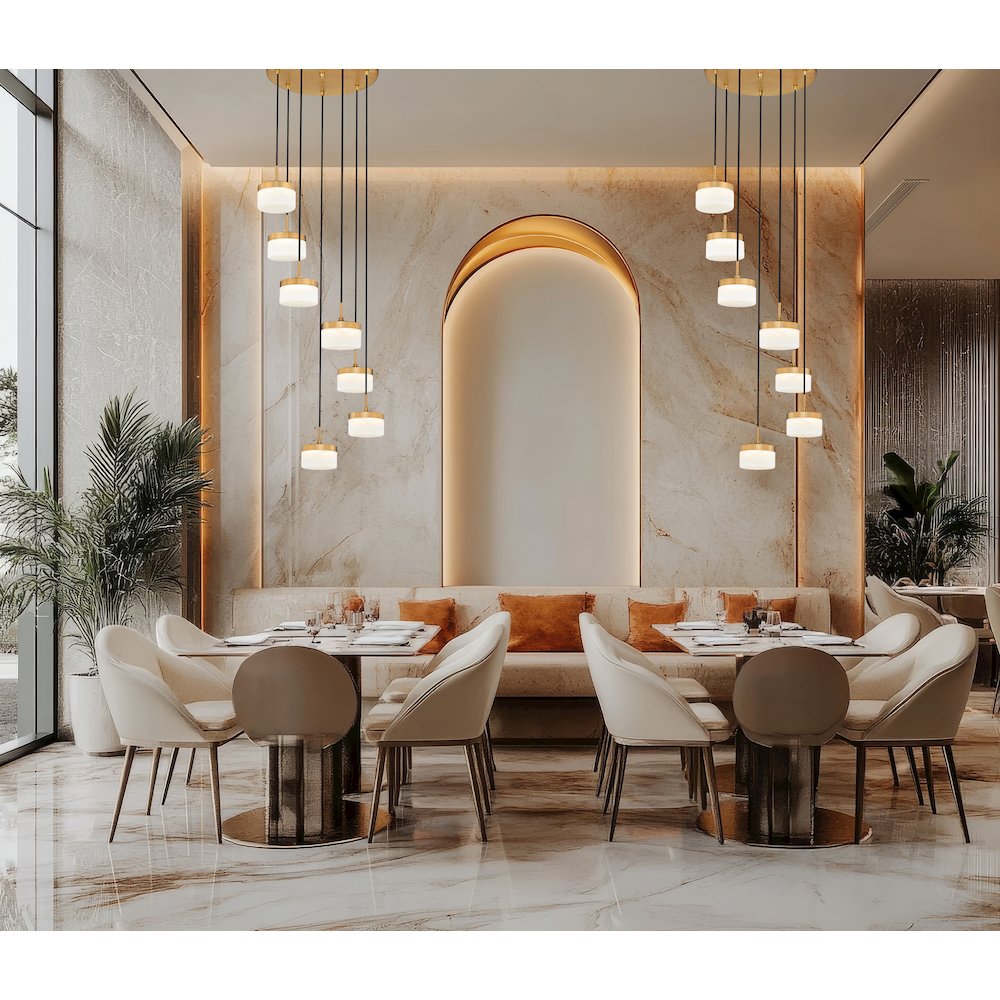 Z-Lite 7 Light Chandelier, Modern Gold