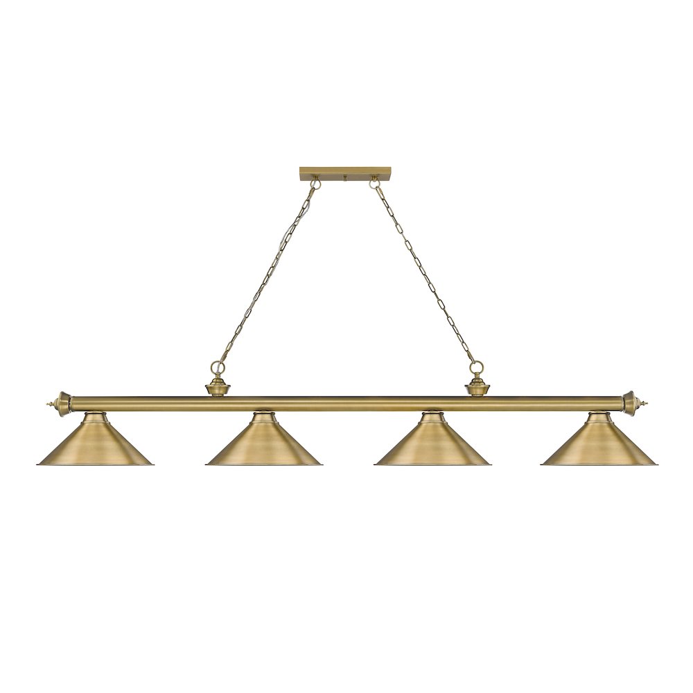 Z-Lite Cordon 4 Light Billiard, Steel Frame, Rubbed Brass Shade Color
