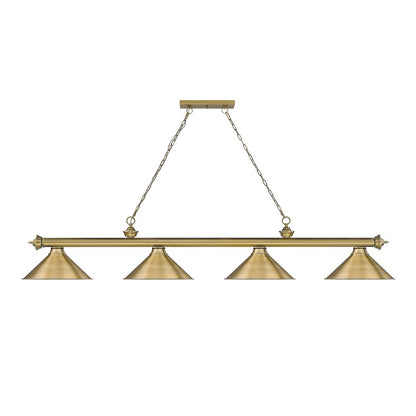 Z-Lite Cordon 4 Light Billiard, Steel Frame, Rubbed Brass Shade Color