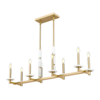 Z-Lite Kaden 8 Light Linear Chandelier in Modern Gold color, Steel frame