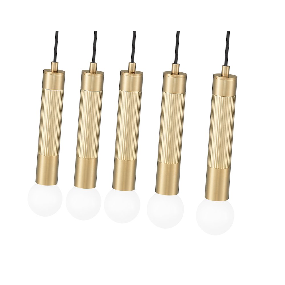 Z-Lite Stari 5 Light Linear Chandelier in Modern Gold color, Steel frame
