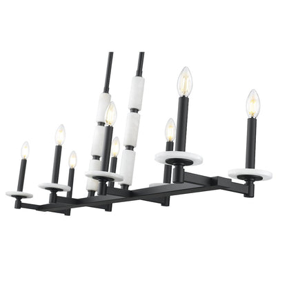 Z-Lite Kaden 8 Light Linear Chandelier in Matte Black color, Steel frame