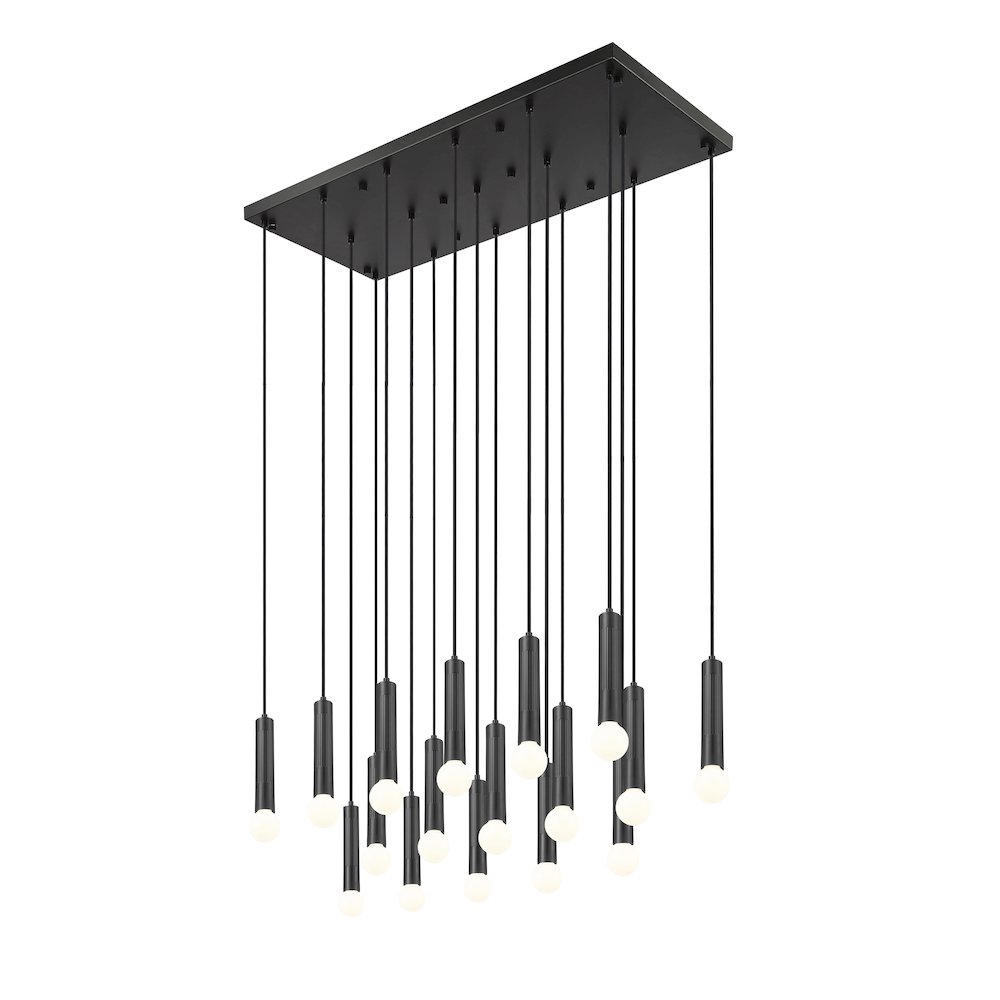 Z-Lite Stari 17 Light Linear Chandelier in Matte Black color, Steel frame