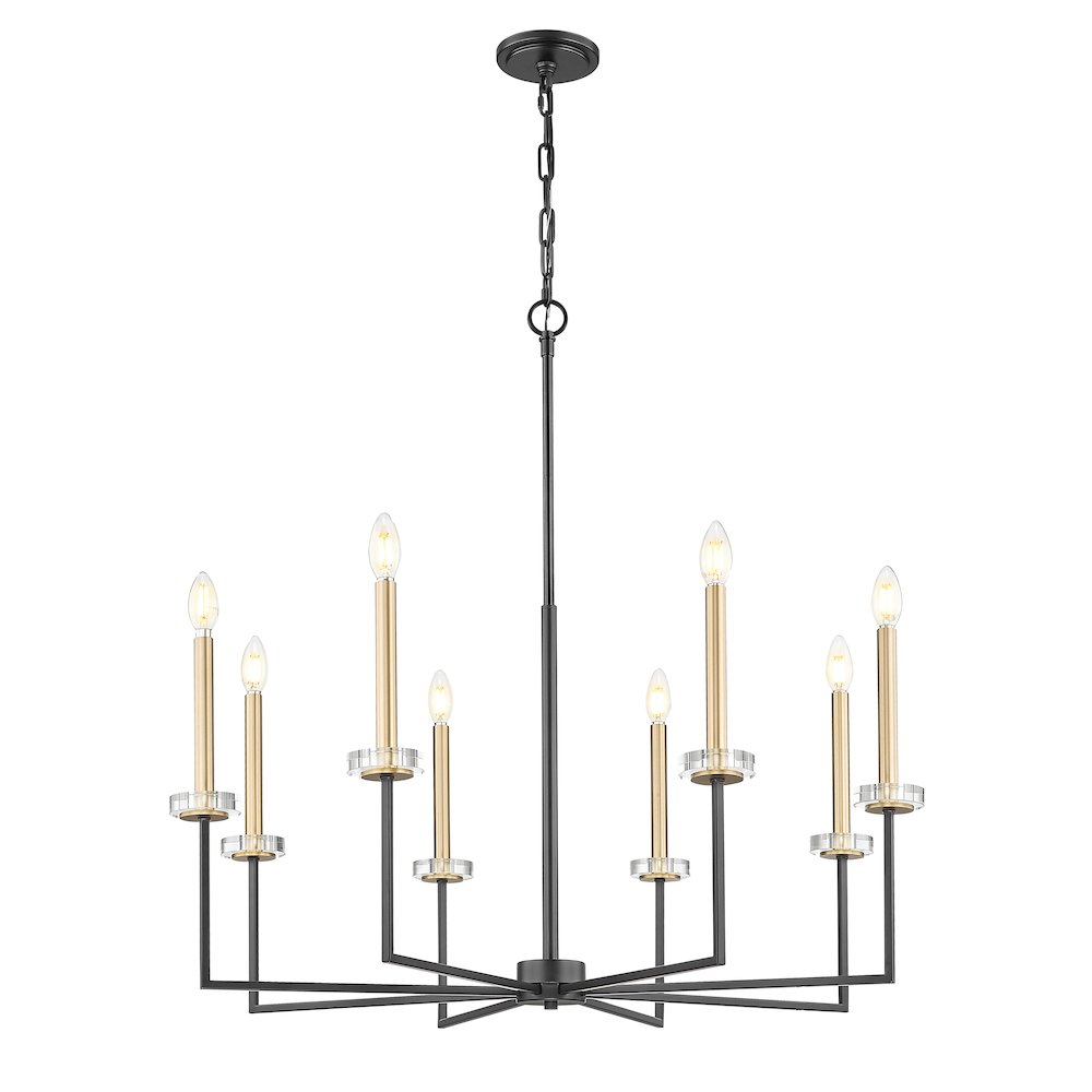 Z-Lite 8 Light Chandelier, Matte Black+Mordern Gold