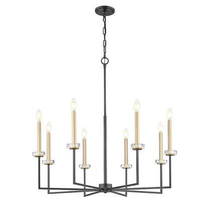 Z-Lite 8 Light Chandelier, Matte Black+Mordern Gold