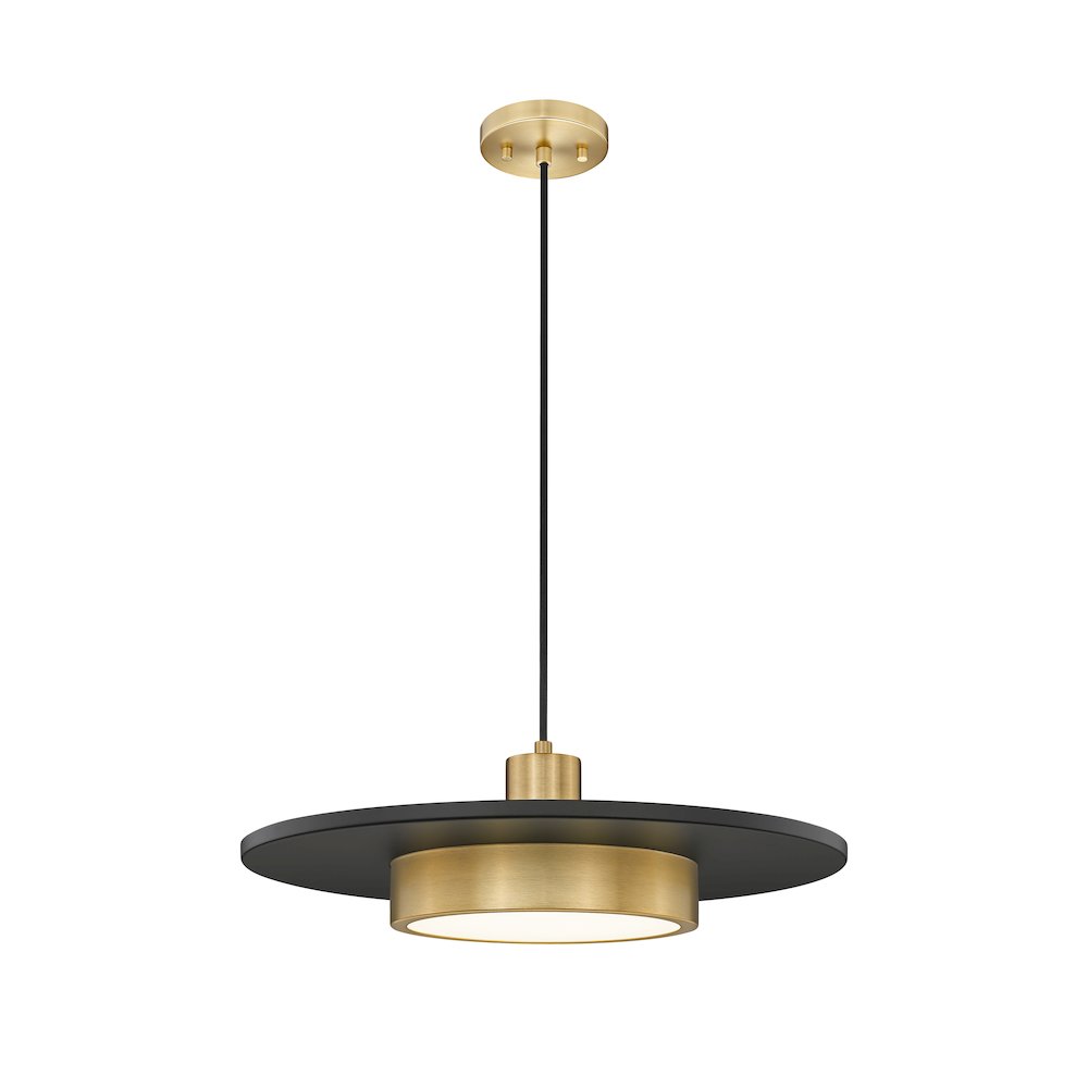 Z-Lite 1 Light Pendant, Matte Black + Modern Gold