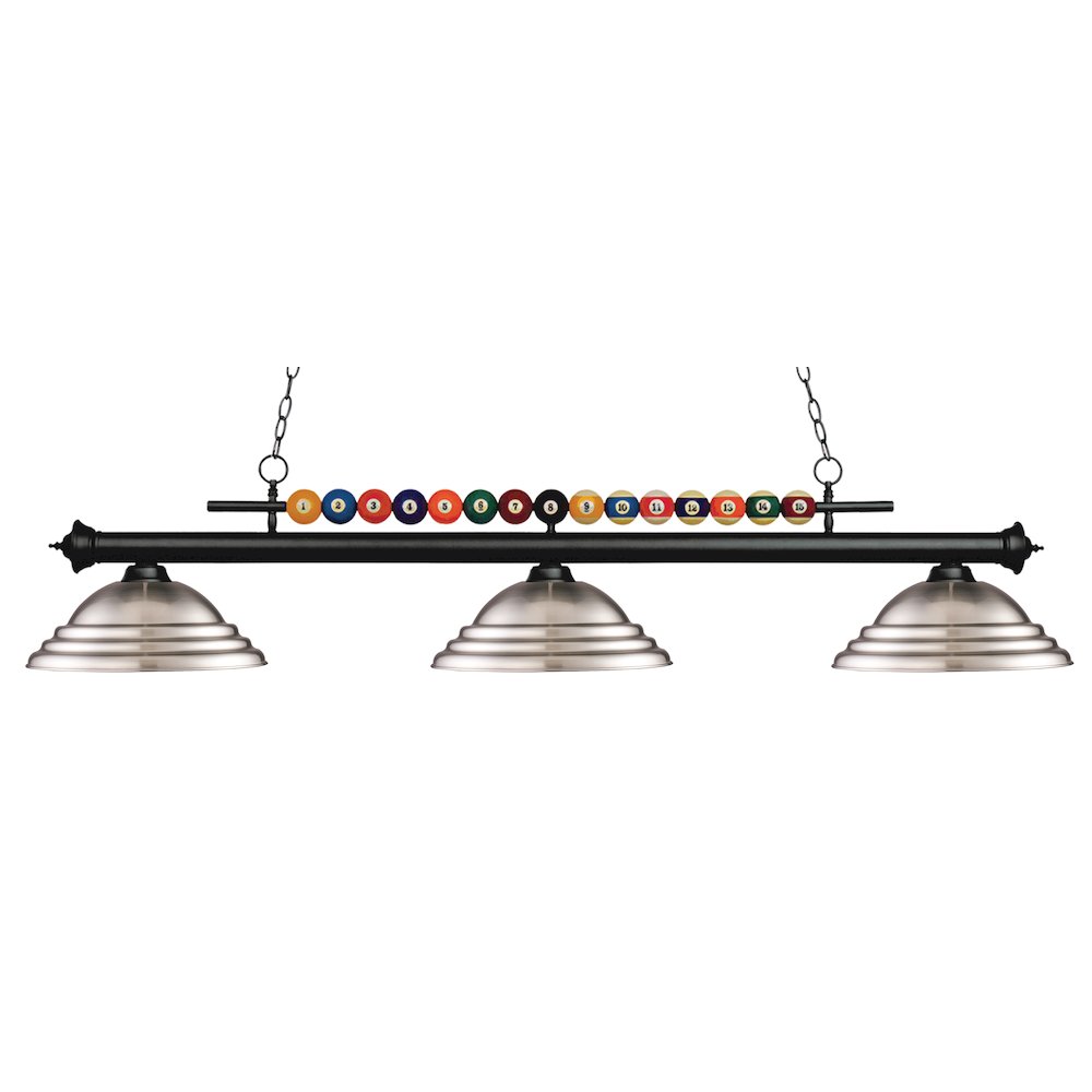 Z-Lite Shark 3 Light Billiard, Steel Frame, Brushed Nickel Shade Color
