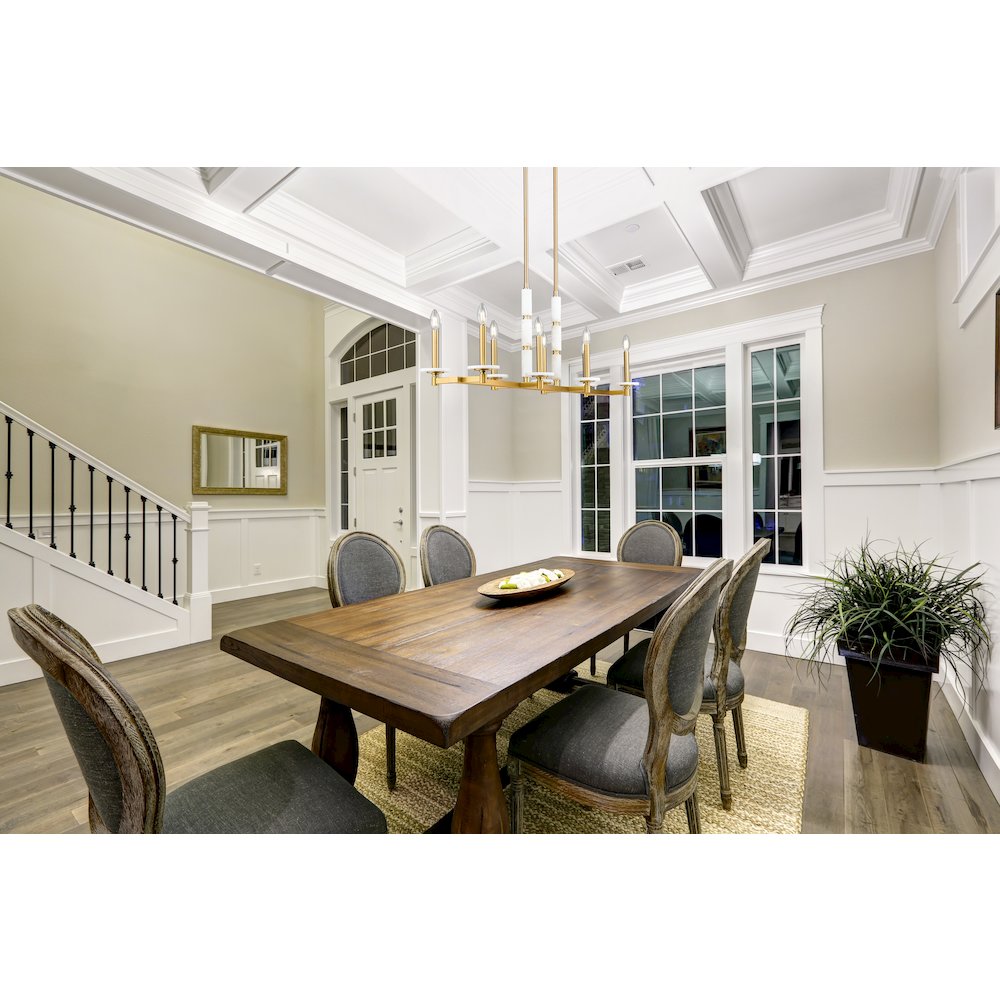 Z-Lite Kaden 8 Light Linear Chandelier in Modern Gold color, Steel frame