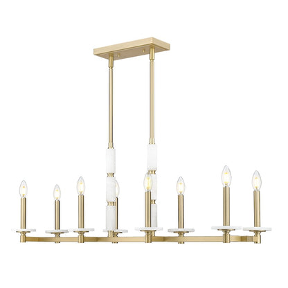 Z-Lite Kaden 8 Light Linear Chandelier in Modern Gold color, Steel frame