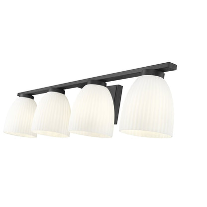 Z-Lite Naya 4 Light Vanity in Matte Black color, Steel frame