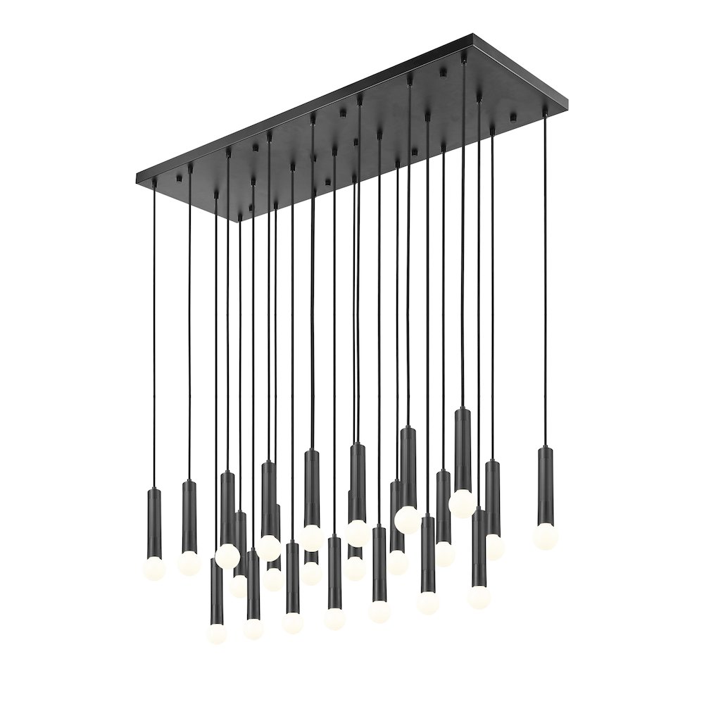 Z-Lite Stari 23 Light Linear Chandelier in Matte Black color, Steel frame