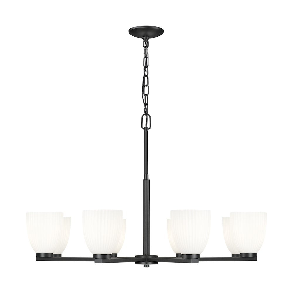 Z-Lite Naya 8 Light Chandelier in Matte Black color, Steel frame