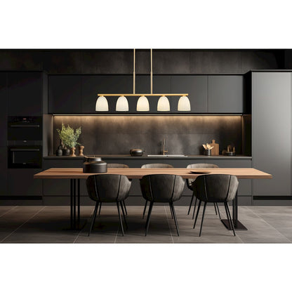 Z-Lite Naya 5 Light Linear Chandelier in Modern Gold color, Steel frame