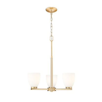 Z-Lite Naya 3 Light Chandelier in Modern Gold color, Steel frame