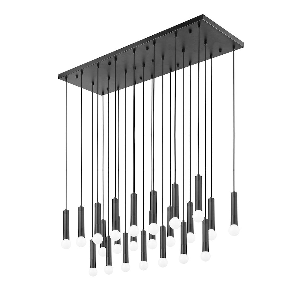 Z-Lite Stari 23 Light Linear Chandelier in Matte Black color, Steel frame
