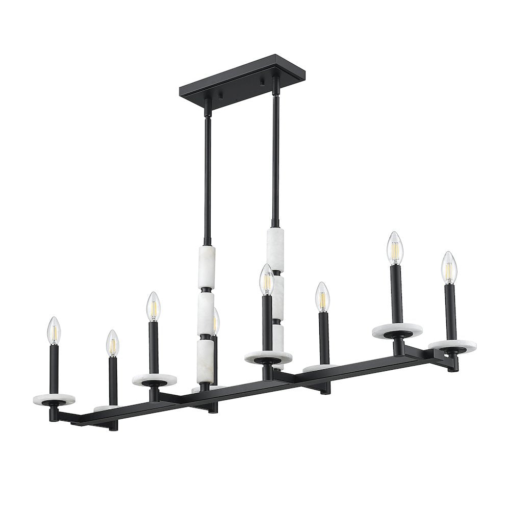 Z-Lite Kaden 8 Light Linear Chandelier in Matte Black color, Steel frame