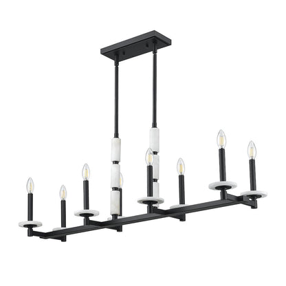 Z-Lite Kaden 8 Light Linear Chandelier in Matte Black color, Steel frame