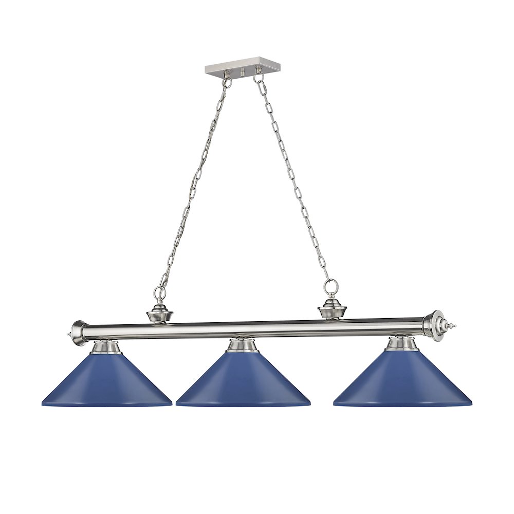 Z-Lite Cordon 3 Light Billiard, Steel Frame, Navy Blue Shade Color