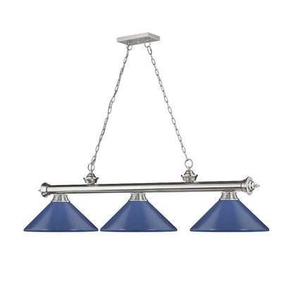 Z-Lite Cordon 3 Light Billiard, Steel Frame, Navy Blue Shade Color