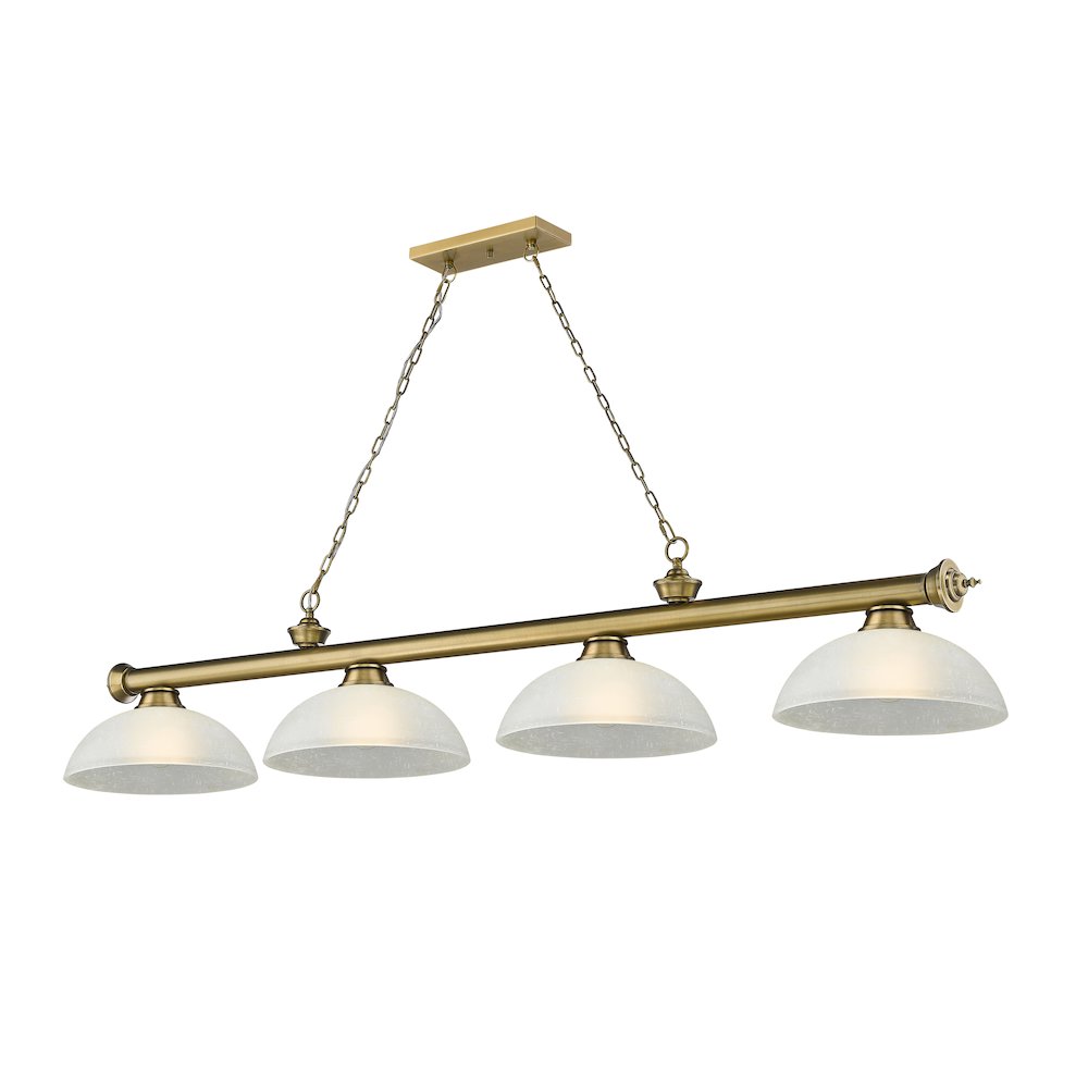 Z-Lite Cordon 4 Light Billiard, Steel Frame, White Linen Shade Color
