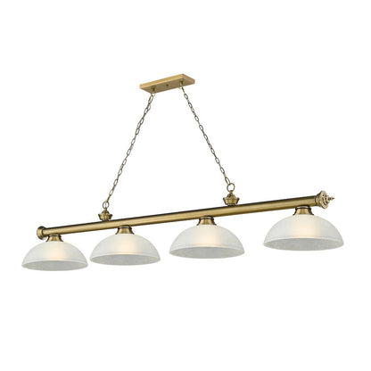 Z-Lite Cordon 4 Light Billiard, Steel Frame, White Linen Shade Color