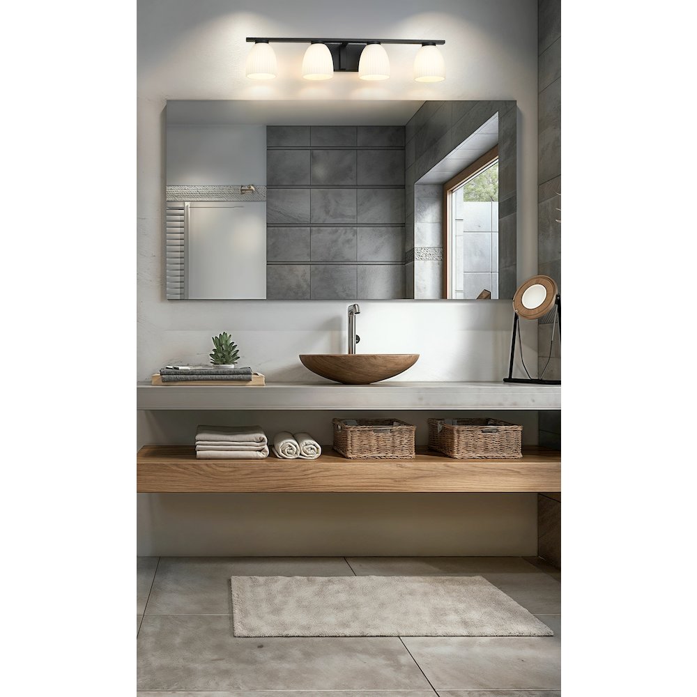Z-Lite Naya 4 Light Vanity in Matte Black color, Steel frame