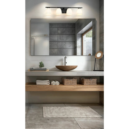 Z-Lite Naya 4 Light Vanity in Matte Black color, Steel frame