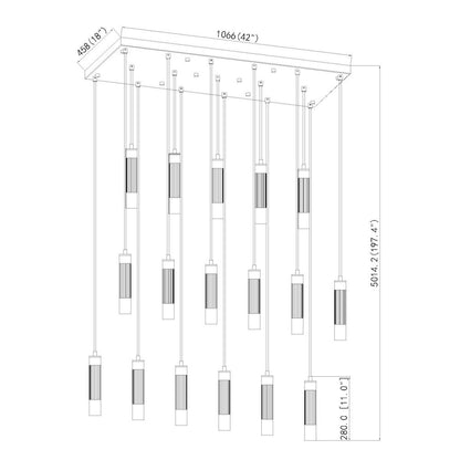 Z-Lite Stari 17 Light Linear Chandelier in Matte Black color, Steel frame