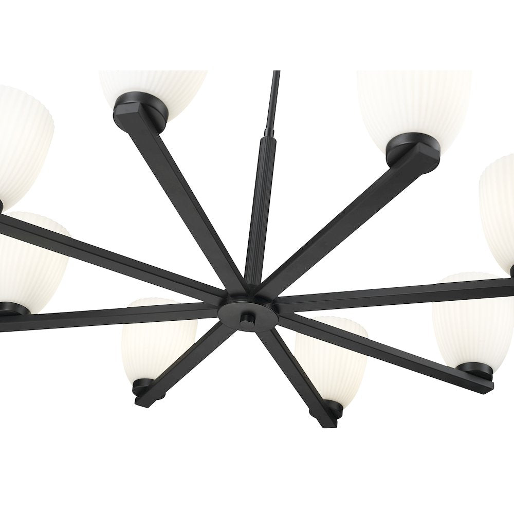 Z-Lite Naya 8 Light Chandelier in Matte Black color, Steel frame
