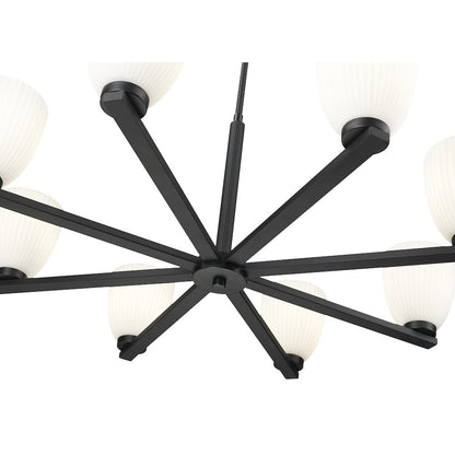 Z-Lite Naya 8 Light Chandelier in Matte Black color, Steel frame