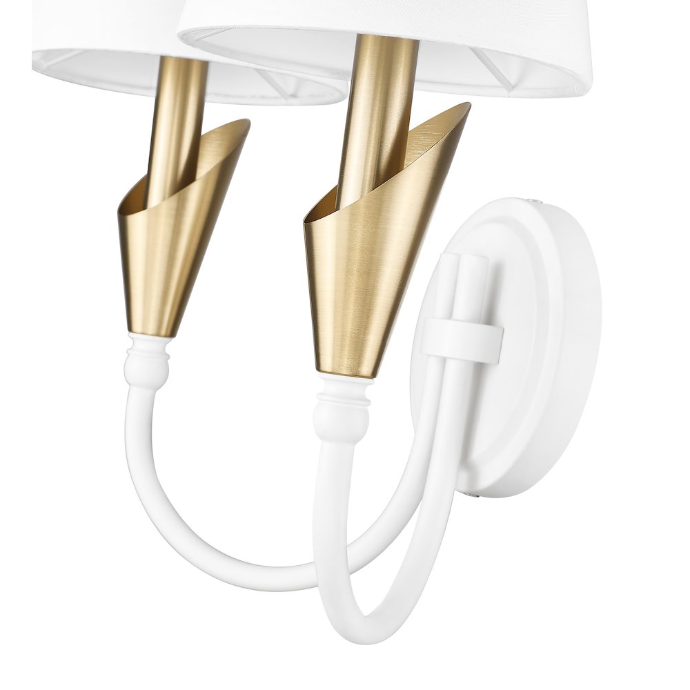 Z-Lite Claudelle 2 Light Wall Sconce in Textured White + Modern Gold color
