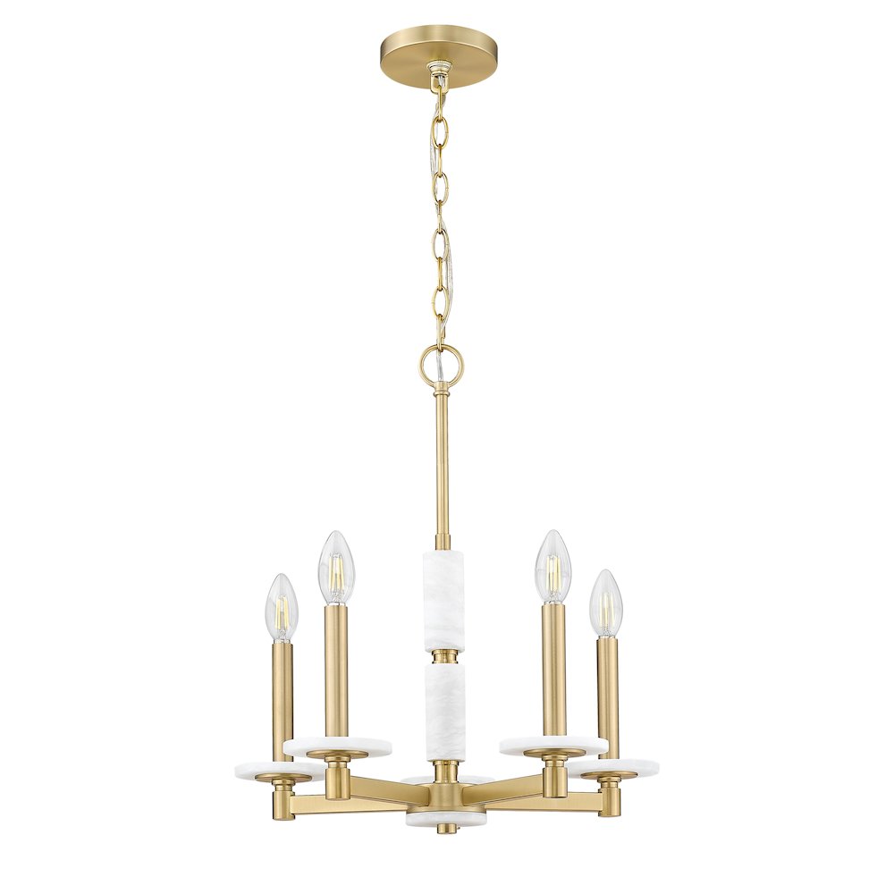 Z-Lite Kaden 5 Light Chandelier in Modern Gold color, Steel frame