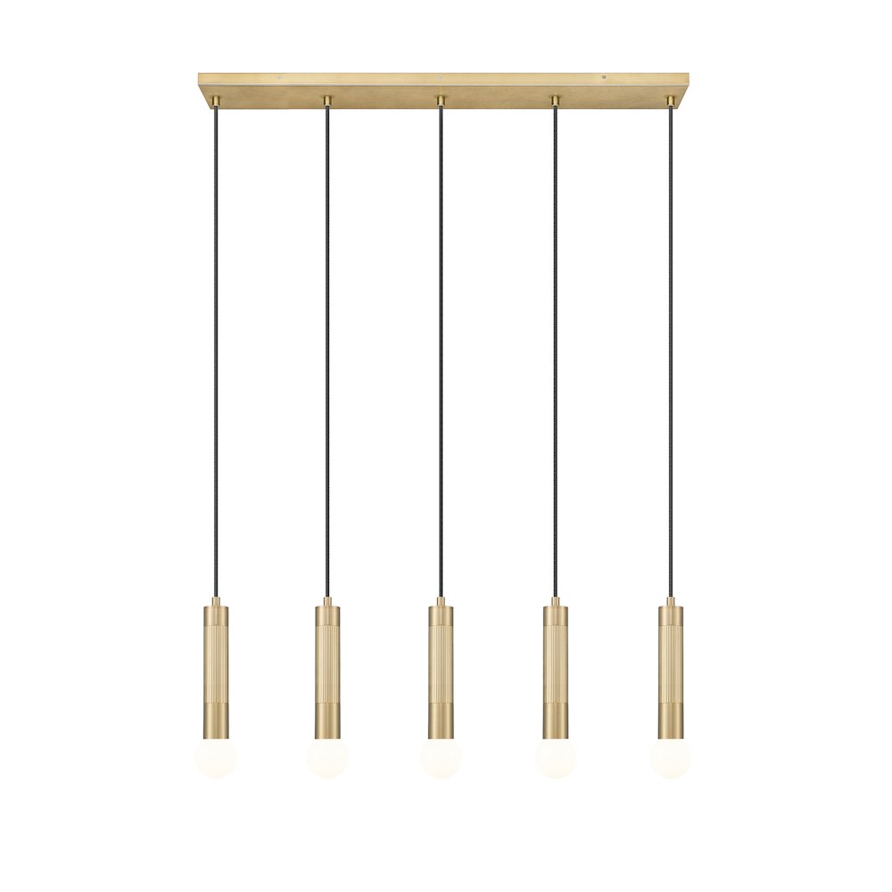 Z-Lite Stari 5 Light Linear Chandelier in Modern Gold color, Steel frame