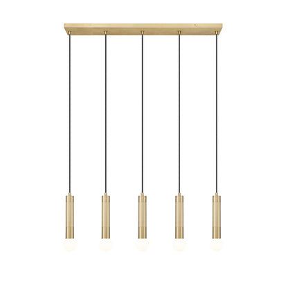 Z-Lite Stari 5 Light Linear Chandelier in Modern Gold color, Steel frame
