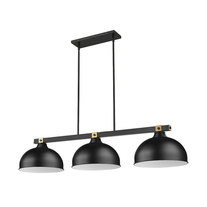 Z-Lite Bronte 3 Light Billiard, Steel Frame, Matte Black Shade Color